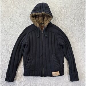 Vintage Schott Bros‎ Sweater Hoodie Mens Medium Faux Fur Military Heavyweight